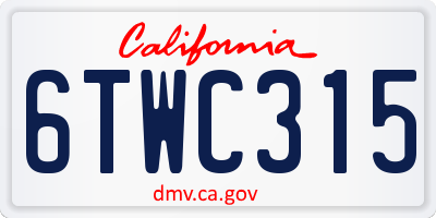 CA license plate 6TWC315