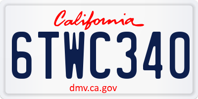 CA license plate 6TWC340
