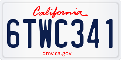 CA license plate 6TWC341