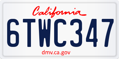 CA license plate 6TWC347