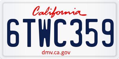 CA license plate 6TWC359