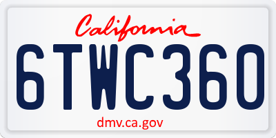 CA license plate 6TWC360