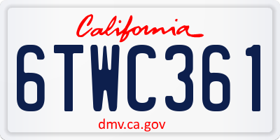 CA license plate 6TWC361