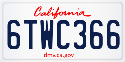 CA license plate 6TWC366