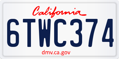 CA license plate 6TWC374