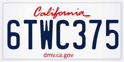 CA license plate 6TWC375
