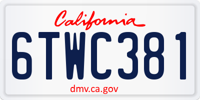 CA license plate 6TWC381