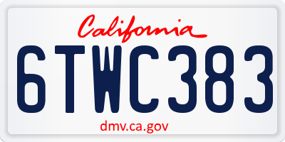CA license plate 6TWC383