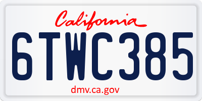 CA license plate 6TWC385