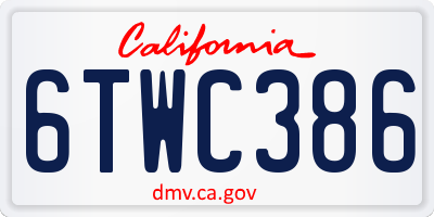 CA license plate 6TWC386