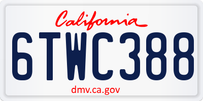 CA license plate 6TWC388