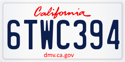CA license plate 6TWC394