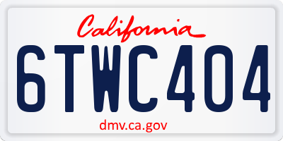 CA license plate 6TWC404