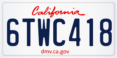 CA license plate 6TWC418