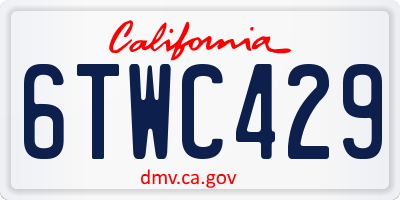 CA license plate 6TWC429