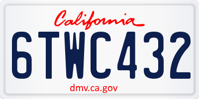 CA license plate 6TWC432
