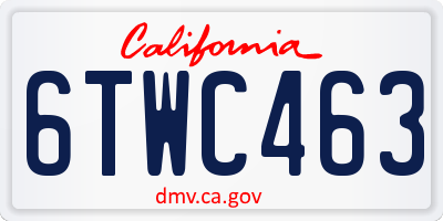 CA license plate 6TWC463