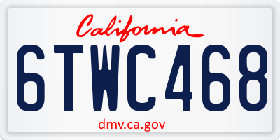 CA license plate 6TWC468