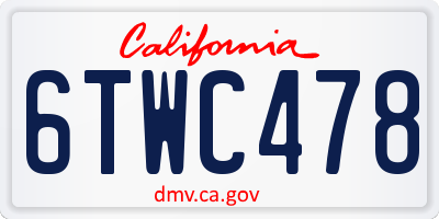 CA license plate 6TWC478