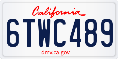 CA license plate 6TWC489