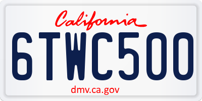 CA license plate 6TWC500