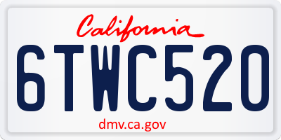 CA license plate 6TWC520