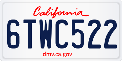 CA license plate 6TWC522