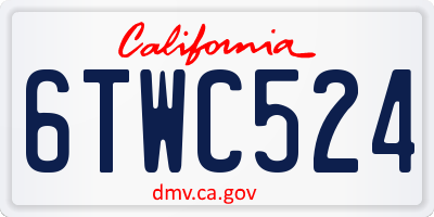 CA license plate 6TWC524
