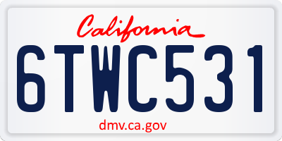 CA license plate 6TWC531