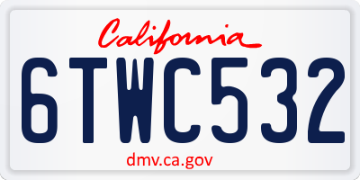 CA license plate 6TWC532