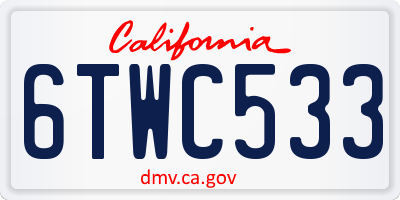 CA license plate 6TWC533
