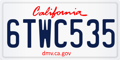 CA license plate 6TWC535