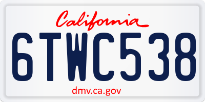CA license plate 6TWC538