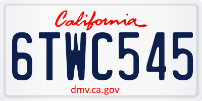 CA license plate 6TWC545