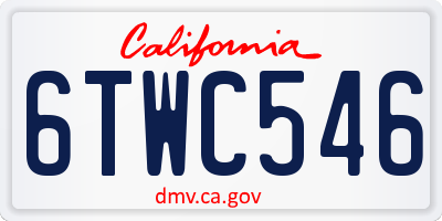 CA license plate 6TWC546
