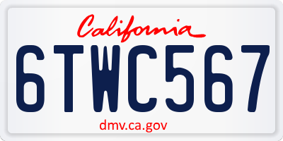 CA license plate 6TWC567