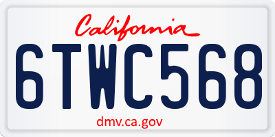 CA license plate 6TWC568