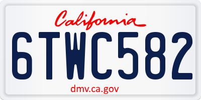 CA license plate 6TWC582