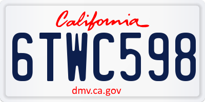 CA license plate 6TWC598