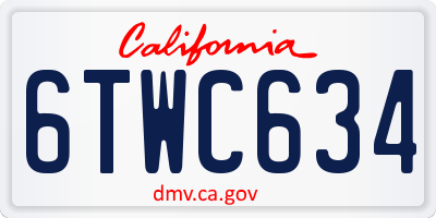 CA license plate 6TWC634