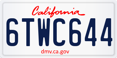 CA license plate 6TWC644