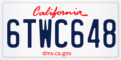 CA license plate 6TWC648