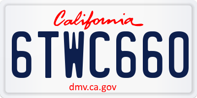 CA license plate 6TWC660