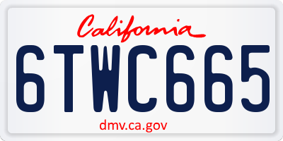 CA license plate 6TWC665