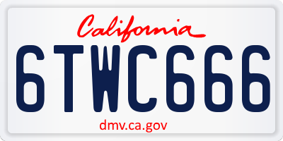 CA license plate 6TWC666