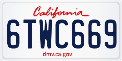 CA license plate 6TWC669