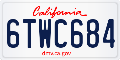 CA license plate 6TWC684