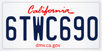 CA license plate 6TWC690