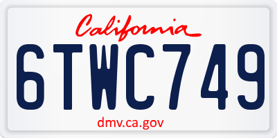 CA license plate 6TWC749
