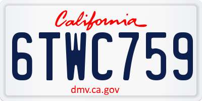 CA license plate 6TWC759
